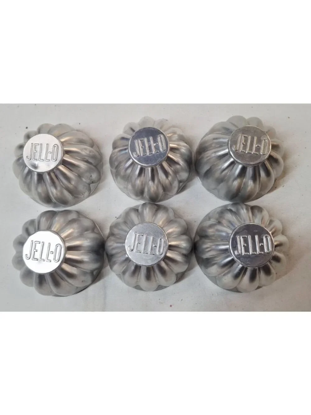Vintage Jell-O Aluminum Mold Set Of 6 Retro Fluted Dessert Cups For Baking Or Ge